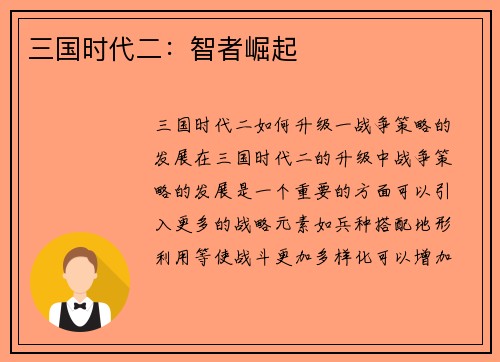 三国时代二：智者崛起